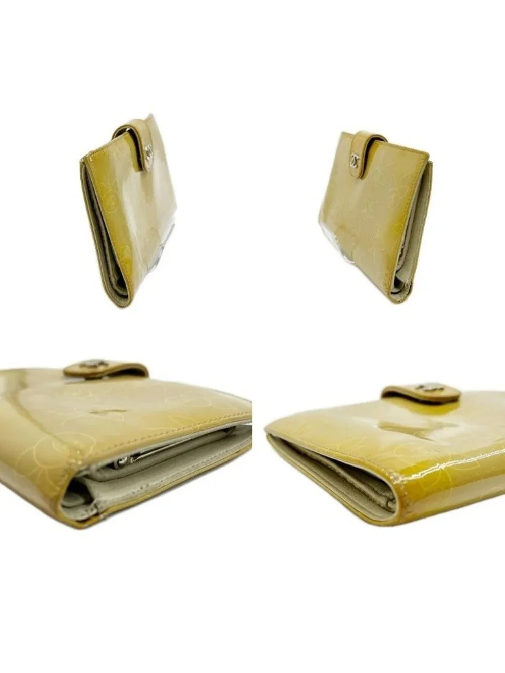 Chanel Kiss Lock Wallet Camellia Enamel Box with Card and Beige